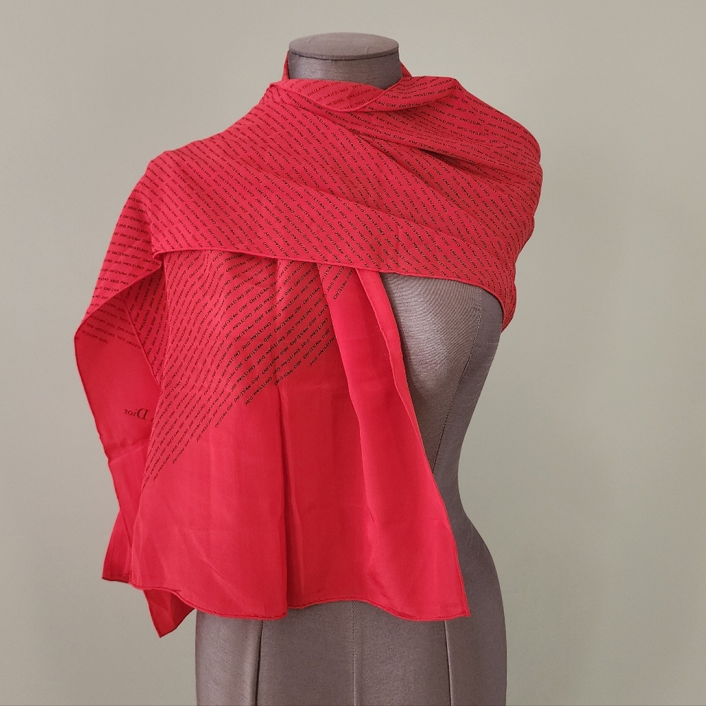 Christian Dior Red Scarf Silk